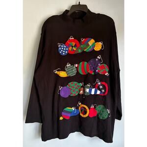 Vintage Bechamel Ornament Christmas Sweater Mock Neck 2XL Cotton